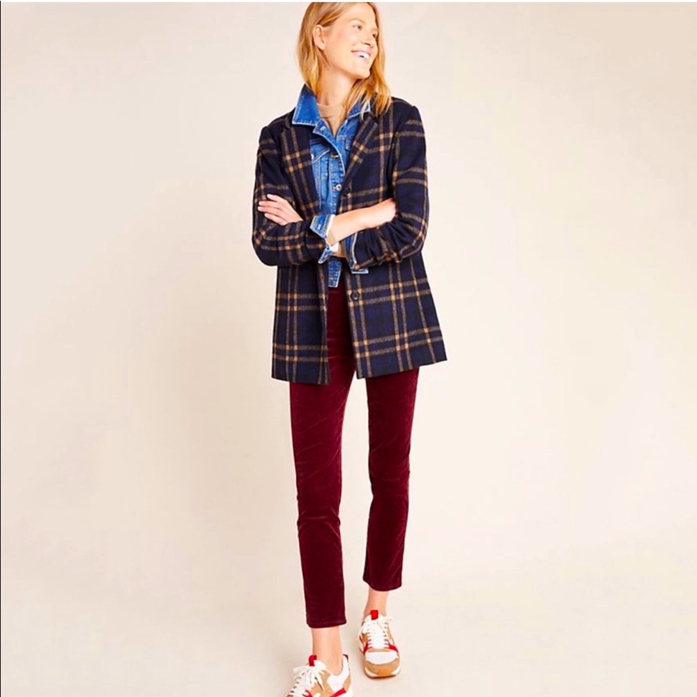 Paige Hoxton Ankle Skinny Corduroy Pants in Burgundy